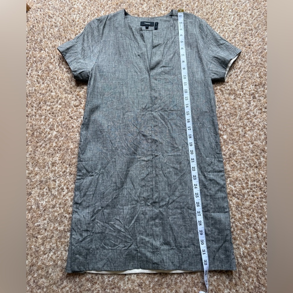Theory Womens Gray Linen Blend Tunic Henley Dress PS $325